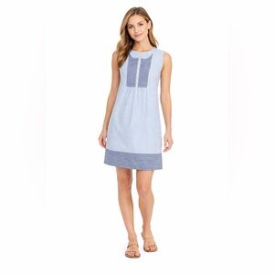 LOFT Petites XXSP Blue White Stripe Sleeveless Cotton Shift Dress Summer